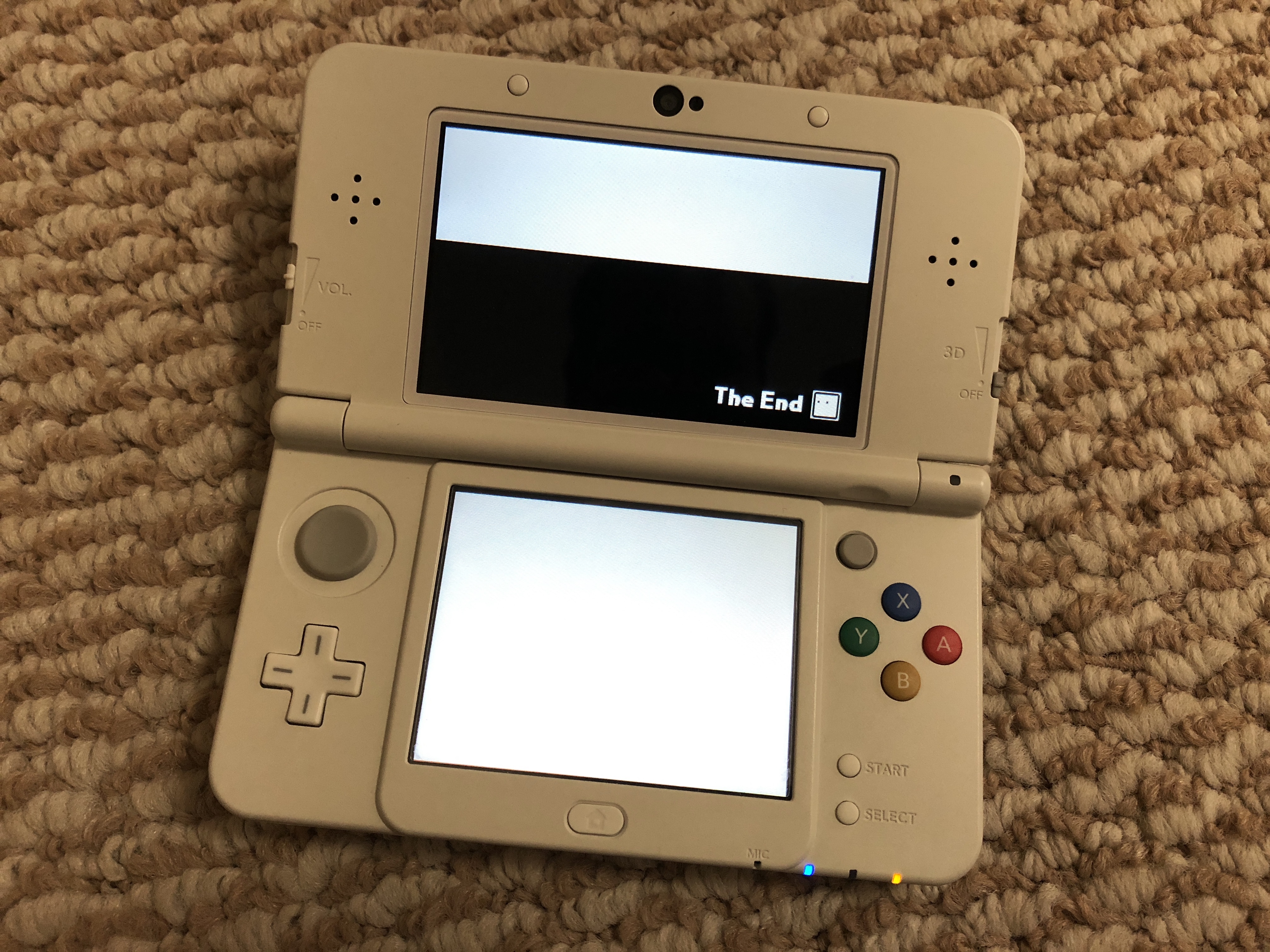 A 3DS on the game end screen